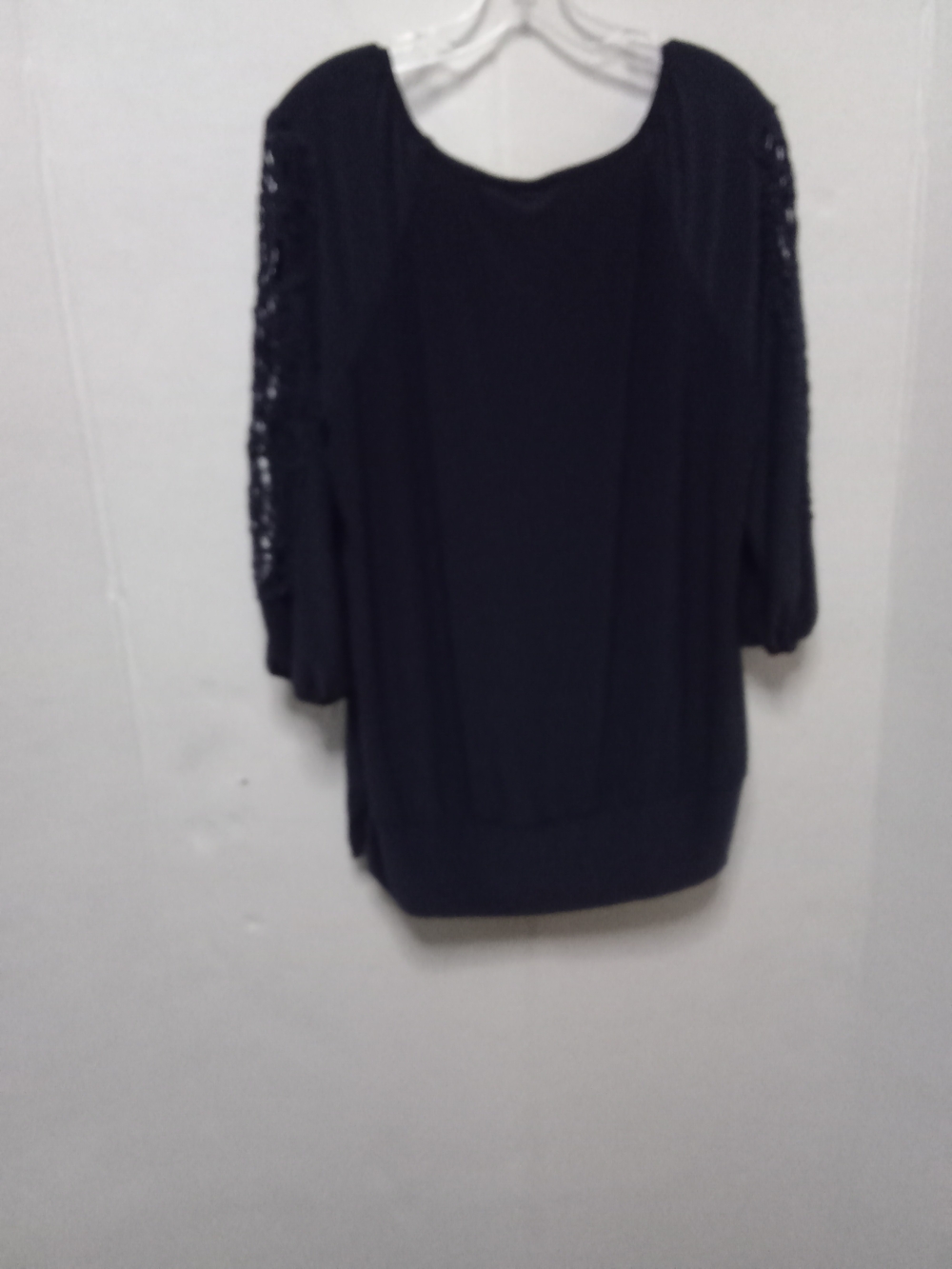 Cato Black Crochet-Detail Scoop Neck Tunic